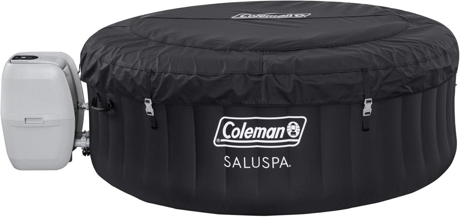Bestway Coleman Miami AirJet Square Inflatable Hot Tub with EnergySense Cover, Black
