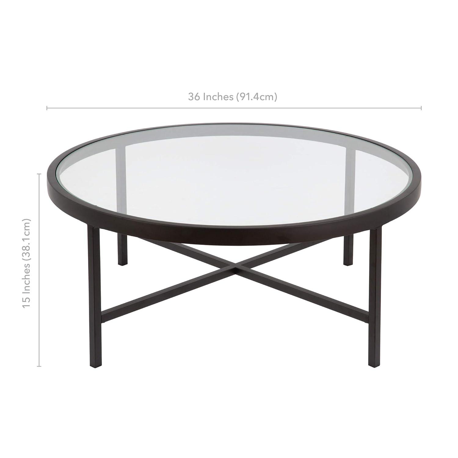 Henn&Hart Brass Finish Coffee Table with Faux Marble Top