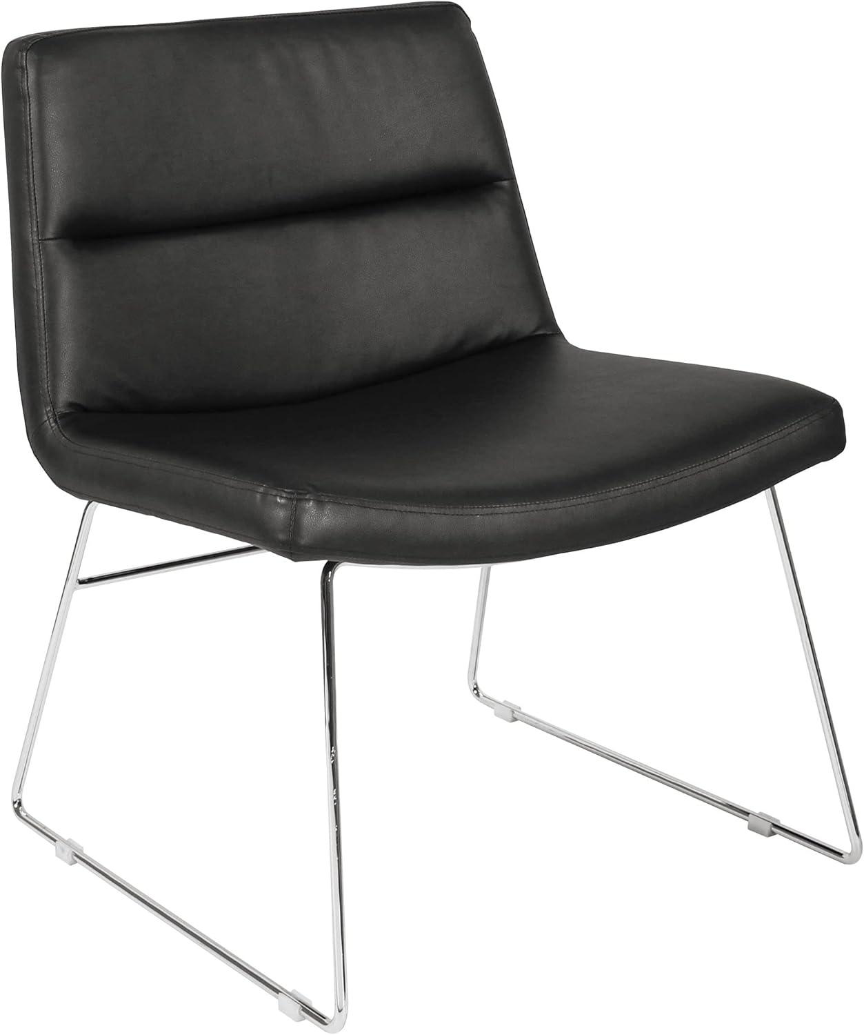 Thompson Chair in White Faux Leather with Chrome Sled Base