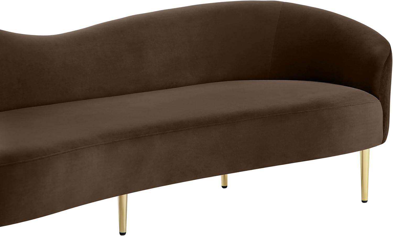 Ritz Brown Velvet Sofa with Gold Metal Legs