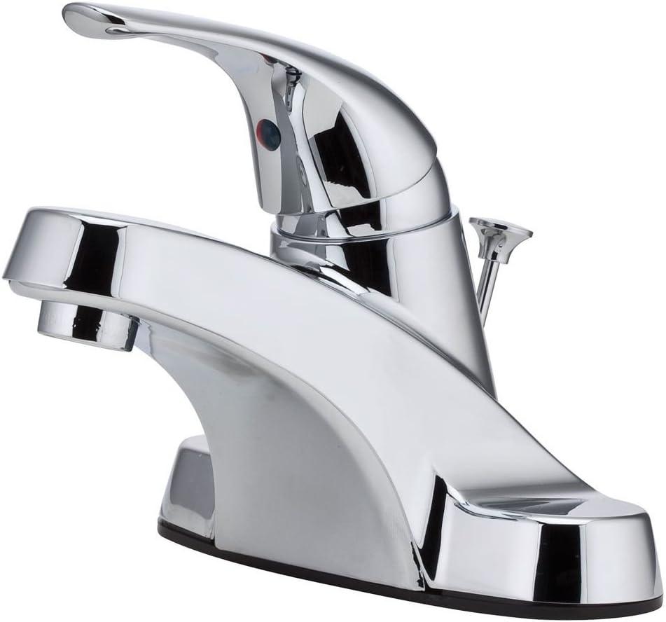 Polished Chrome Low Arc Centerset Bathroom Faucet with Lever Handle