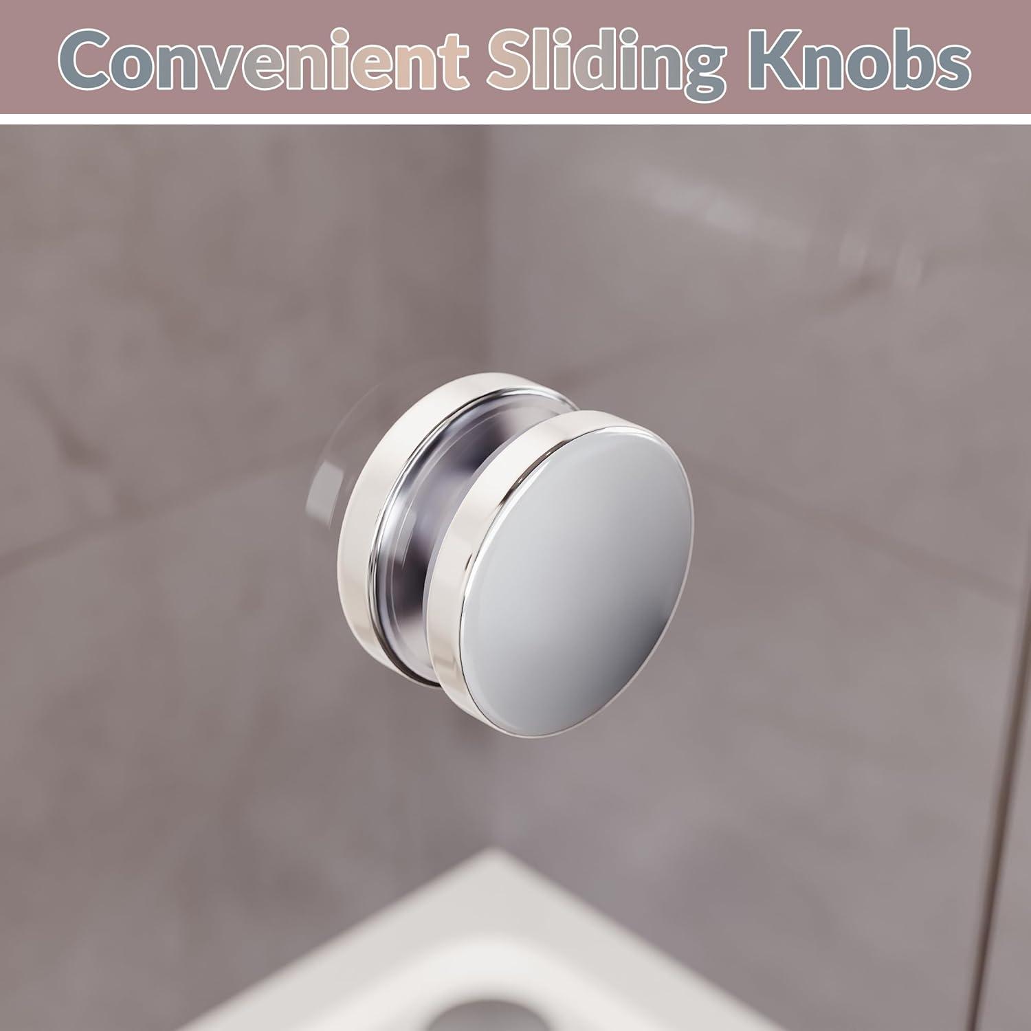 ELEGANT Shower Doors 46.5-48" W x 72 in. H, Semi-Frameless Bypass Sliding Shower Door, 1/4 in. Clear Glass Shower Enclosure, Chrome Finish