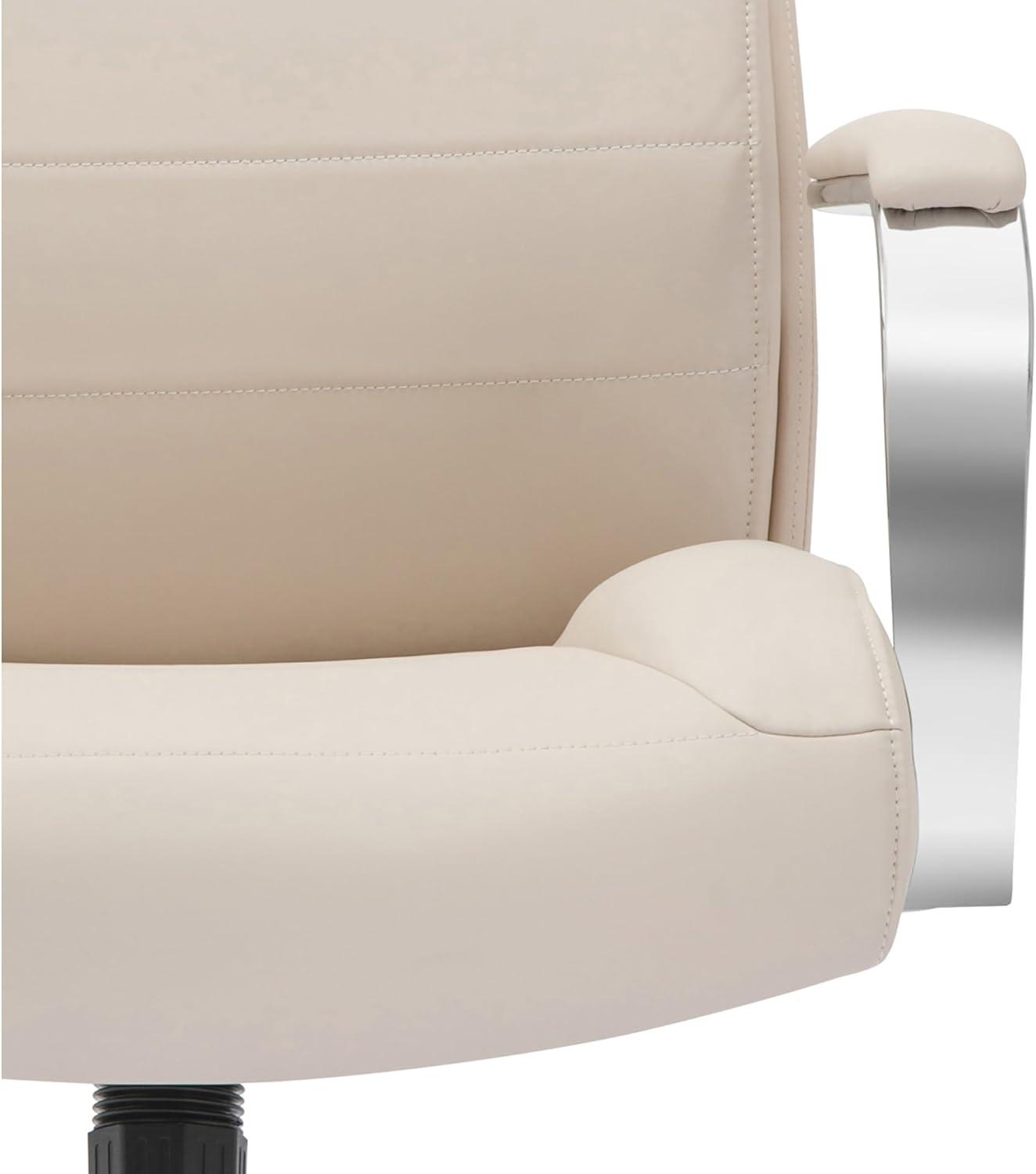 Orren Ellis Vegan Leather High-Back Executive Office Chair, Sand/Chrome, S