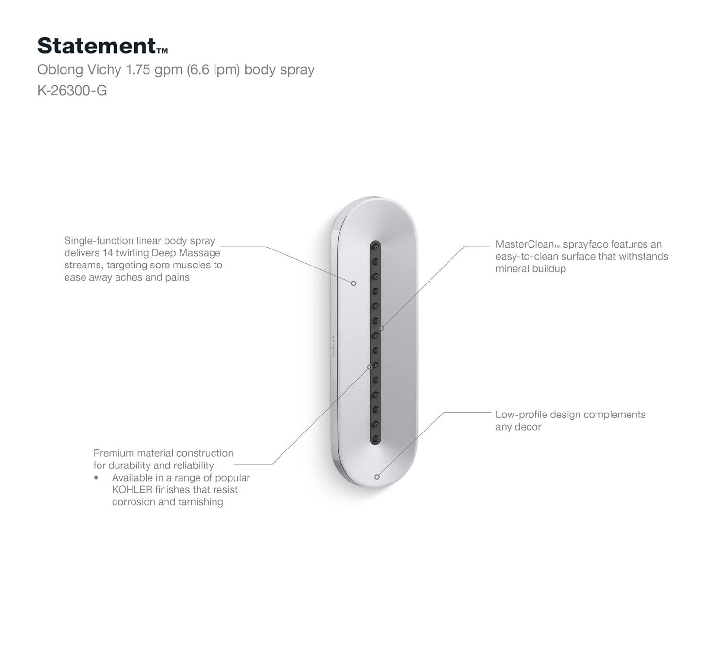 Kohler Statement Oblong Vichy 1.75 Gpm Body Spray K-26300-G-BN
