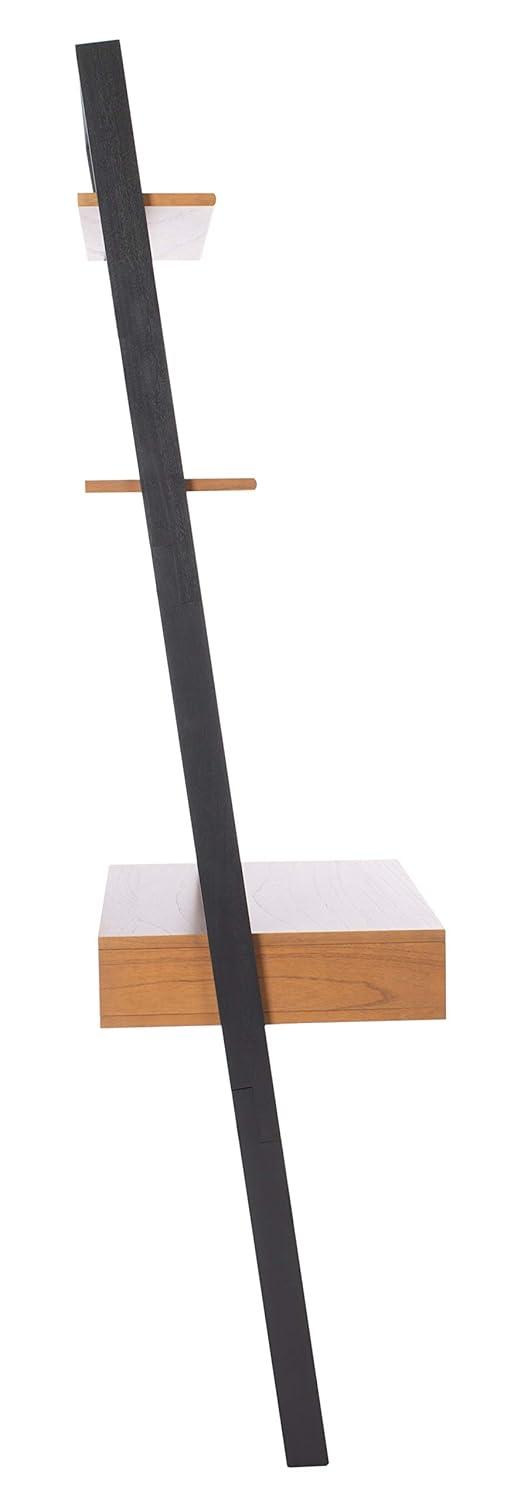 Kamy 2 Shelf Leaning Desk - Natural / Charcoal - Safavieh