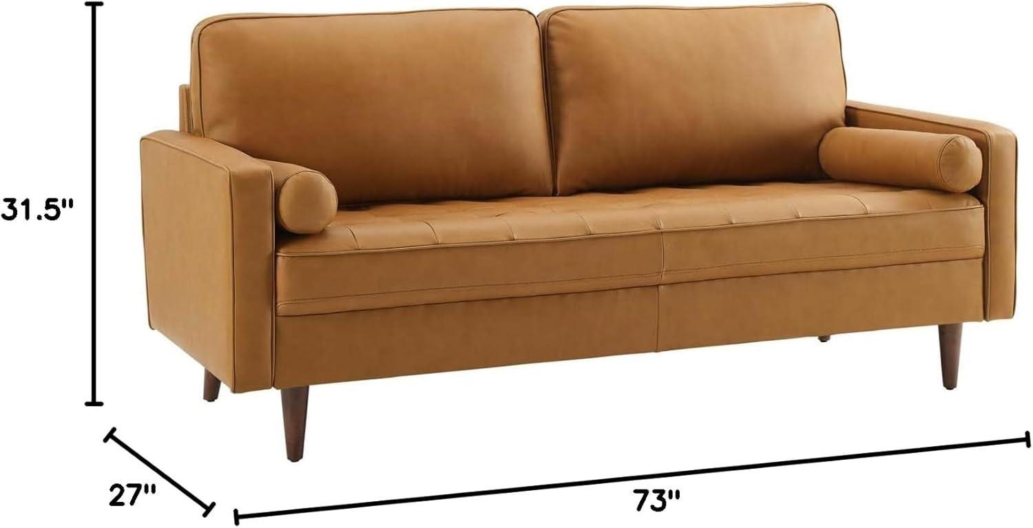 73" Valour Leather Sofa Tan - Modway