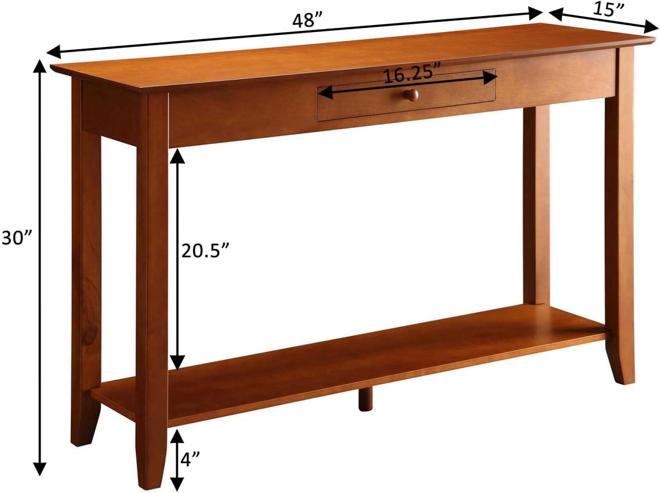 Classic American Cherry Wood Console Table with Storage Shelf