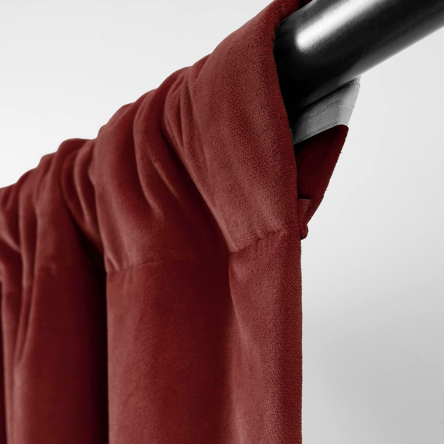 Half Price Drapes Signature Crimson Rust Velvet Blackout Curtains For Bedroom(1 Panel), 50WX 108L