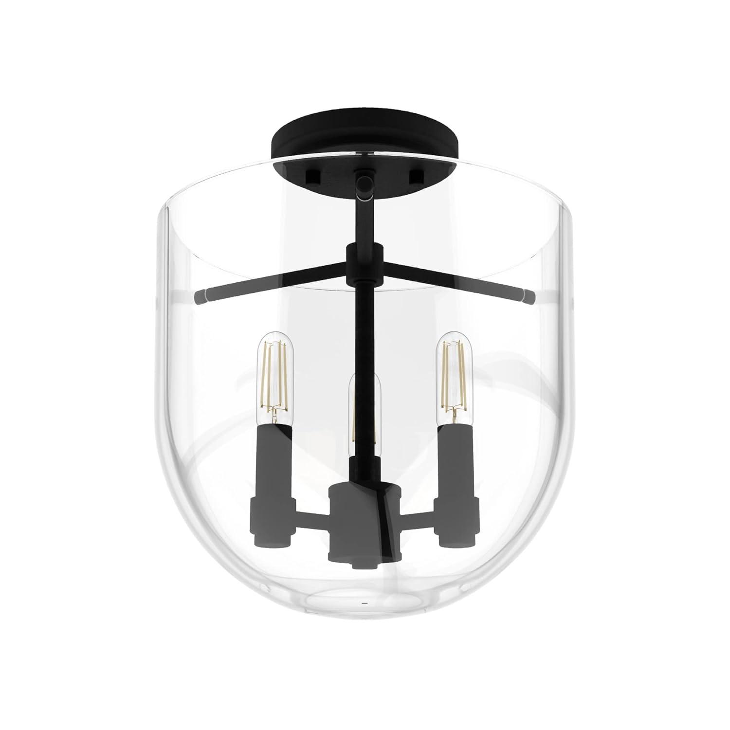 Hunter Sacha Natural Iron 3 Light Flush Mount Ceiling Light Fixture