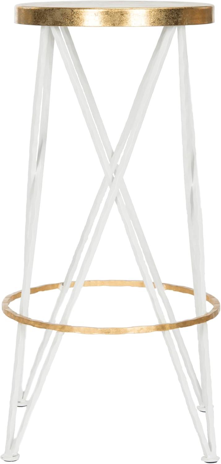 SAFAVIEH Hester Mid-Century Retro Round Top Bar Stool, Black/Gold