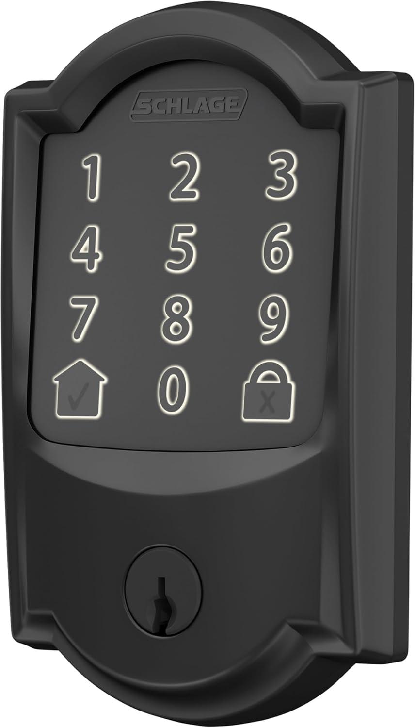 Matte Black Smart Wi-Fi Deadbolt with Touchscreen