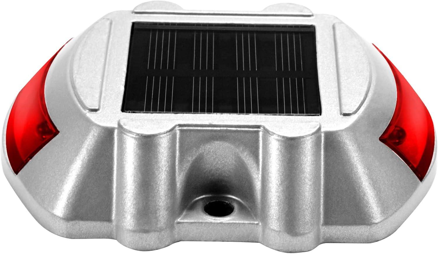 Vevor Solar Driveway Lights, 4-Pack With Switch Button, Waterproof Deck Lights, Wireless Dock 6 LEDs for Path Warning Garden Walkway Sidewalk Steps, LED Bright Green