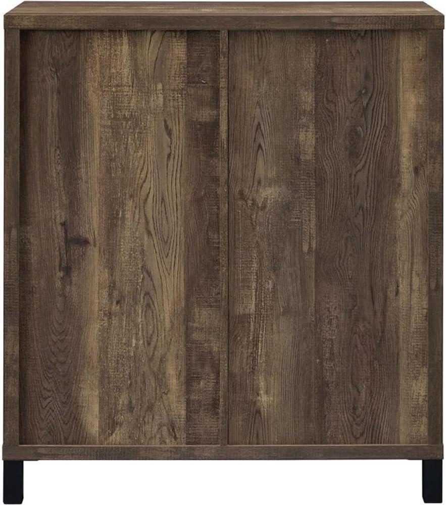 Coaster Farmhouse Wood 2-Shelf Bar Cabinet with Sliding Door in Oak