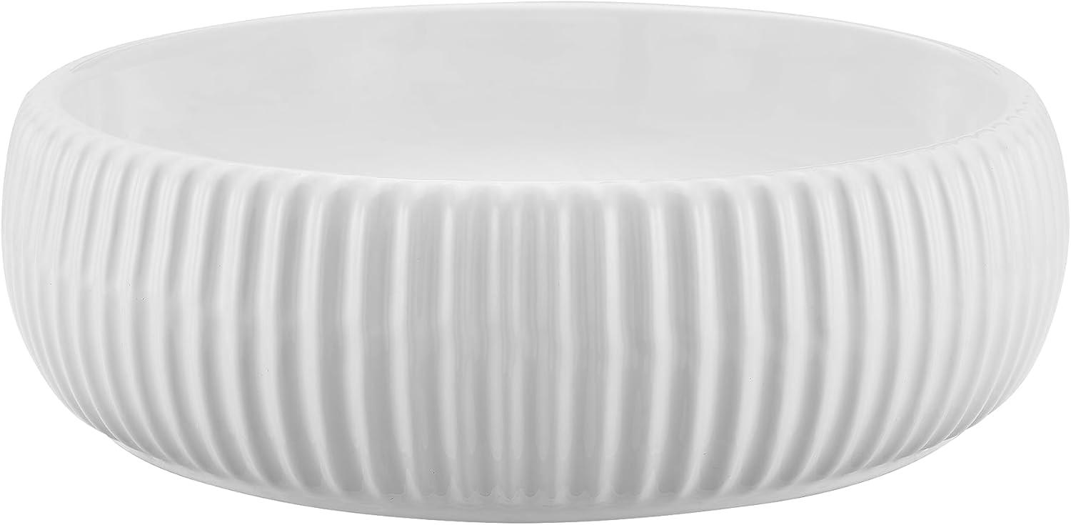 Glossy White Round Ceramic Above-Counter Vessel Sink