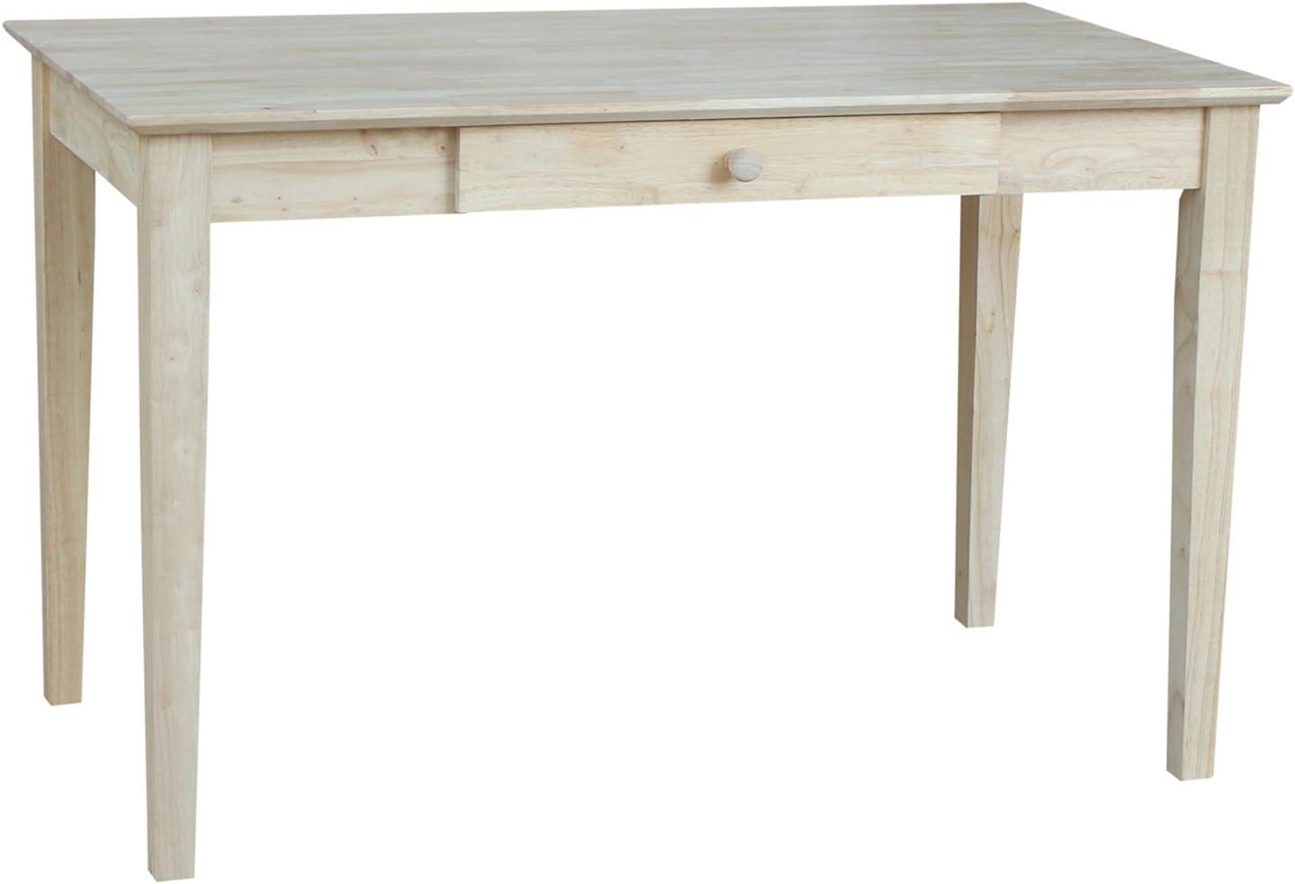 Unfinished Solid Wood Writing Desk with Drawer