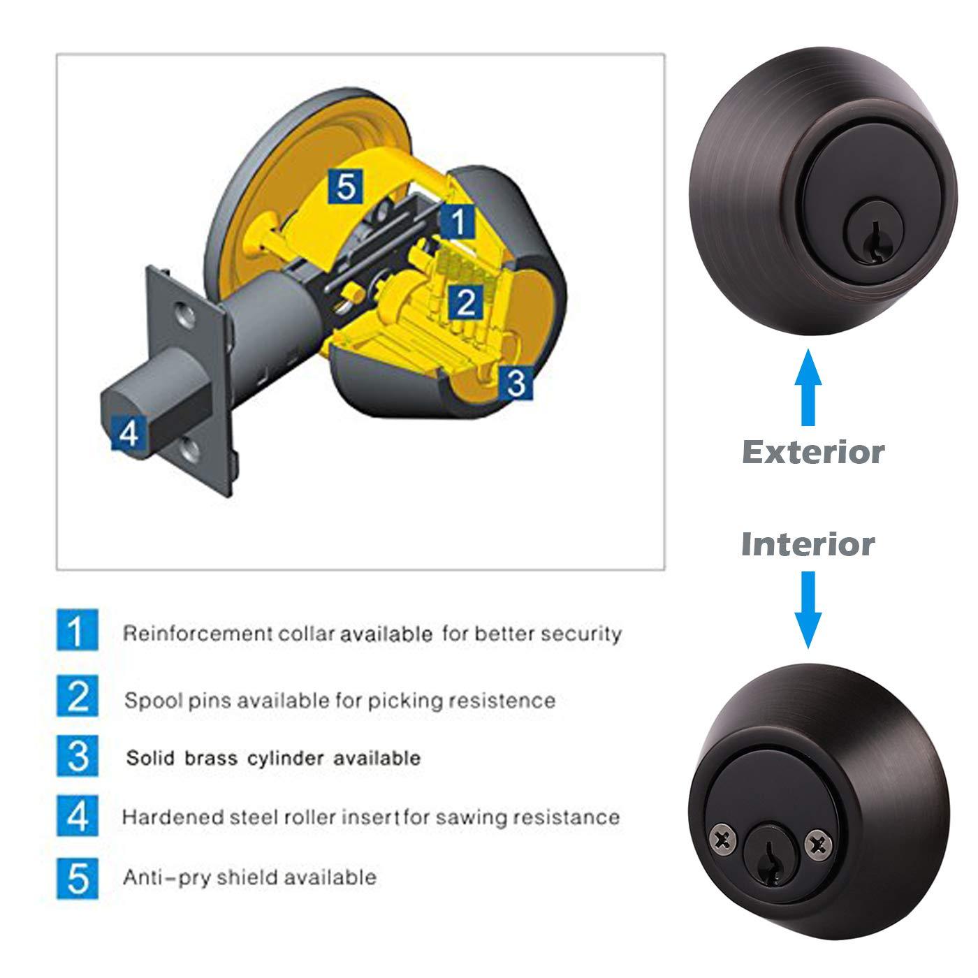 Gobrico 2 Keyed Alike Double Cylinder Deadbolts Door Locks with Same Key Oil Rubbed Bronze Finished