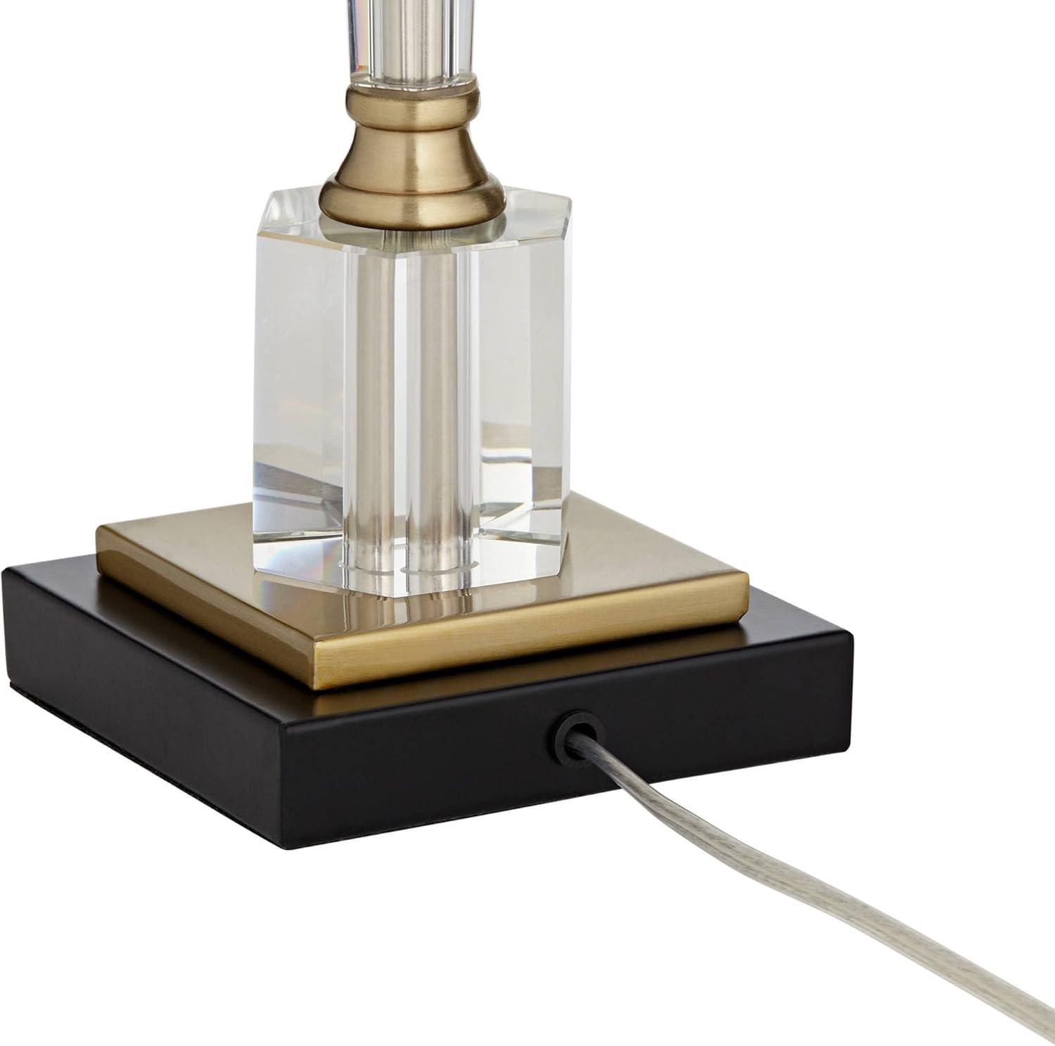 Vienna Full Spectrum Modern Table Lamps 38 1/2" Tall Set of 2 Clear Crystal Glass Hexagonal Column White Drum Shade for Bedroom Living Room Bedside