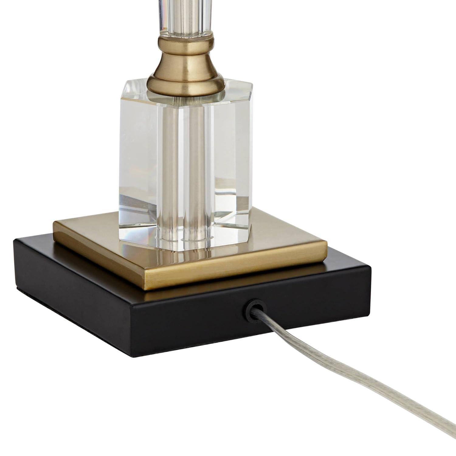 Vienna Full Spectrum Modern Table Lamps 38 1/2" Tall Set of 2 Clear Crystal Glass Hexagonal Column White Drum Shade for Bedroom Living Room Bedside