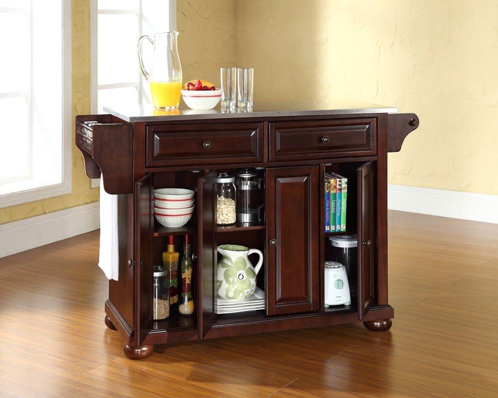 Crosley Furniture Alexandria Wood Kitchen Island in Mahogany