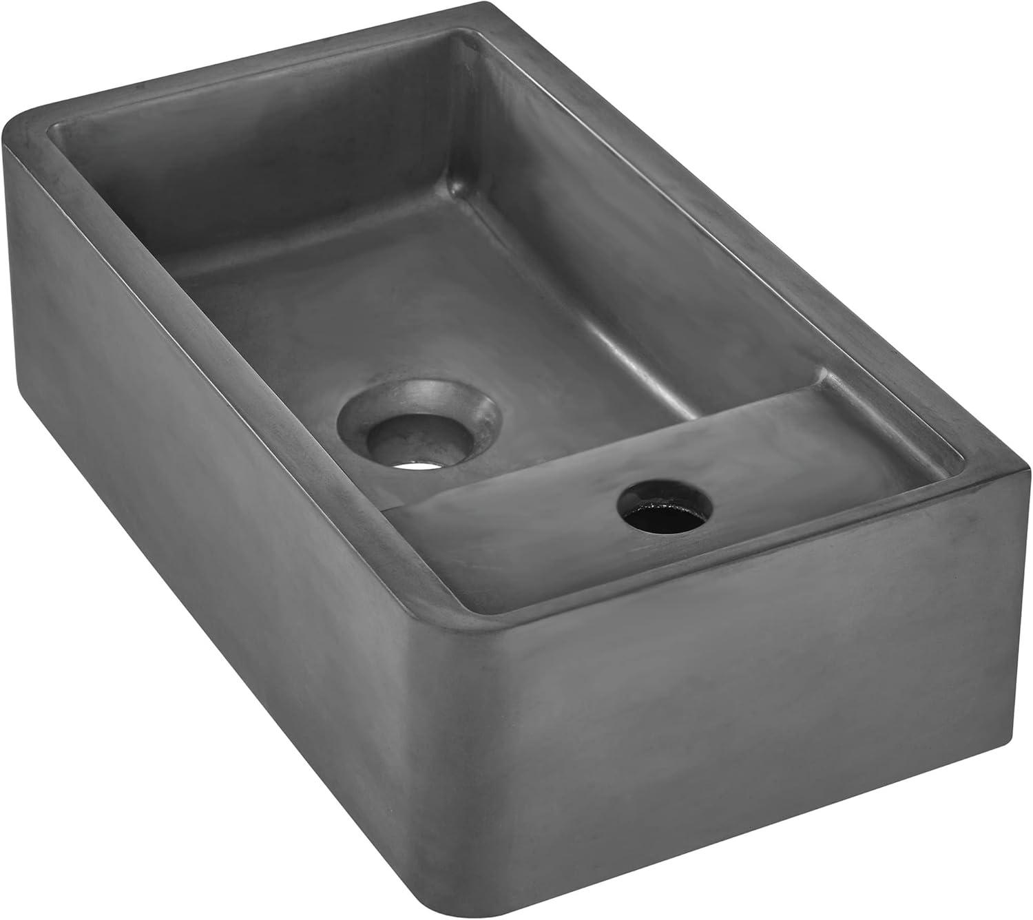 Lisse 16" Rectangle Concrete Wall-Mount Bathroom Sink in Dark Grey