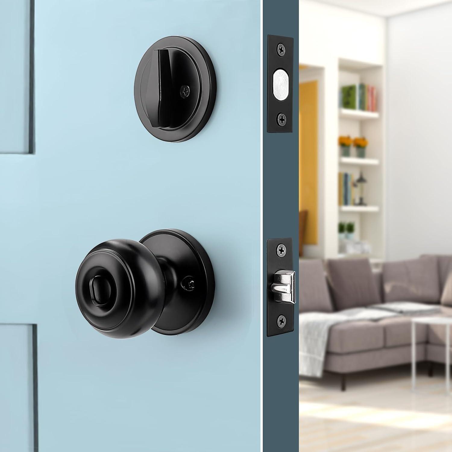 Black Stainless Steel Single Cylinder Door Knob and Deadbolt Set