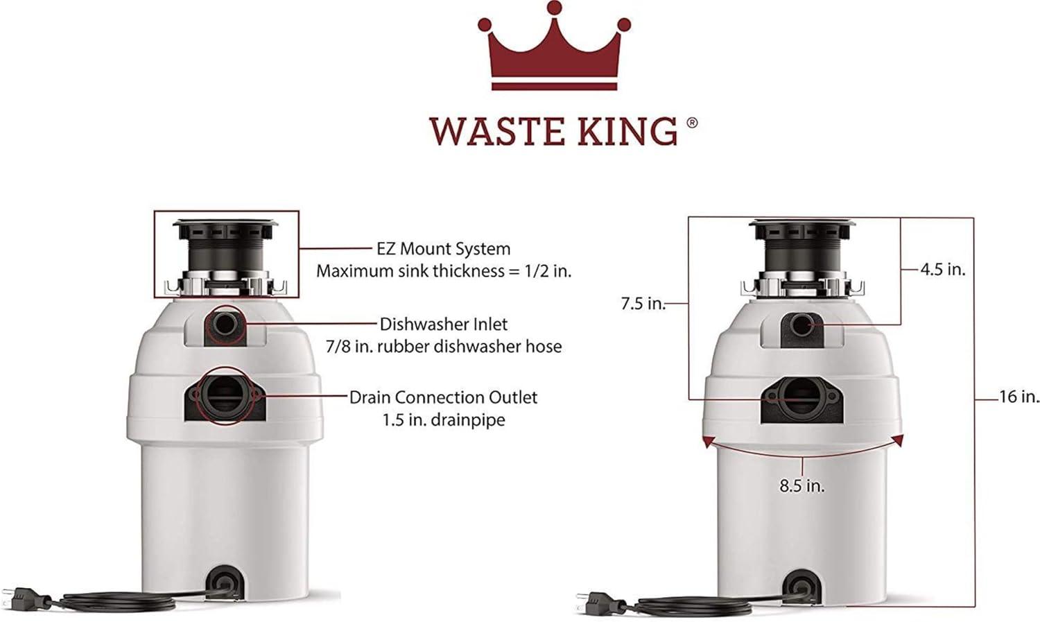 Waste King 1 HP Continuous Feed Garbage Disposal with Power Cord