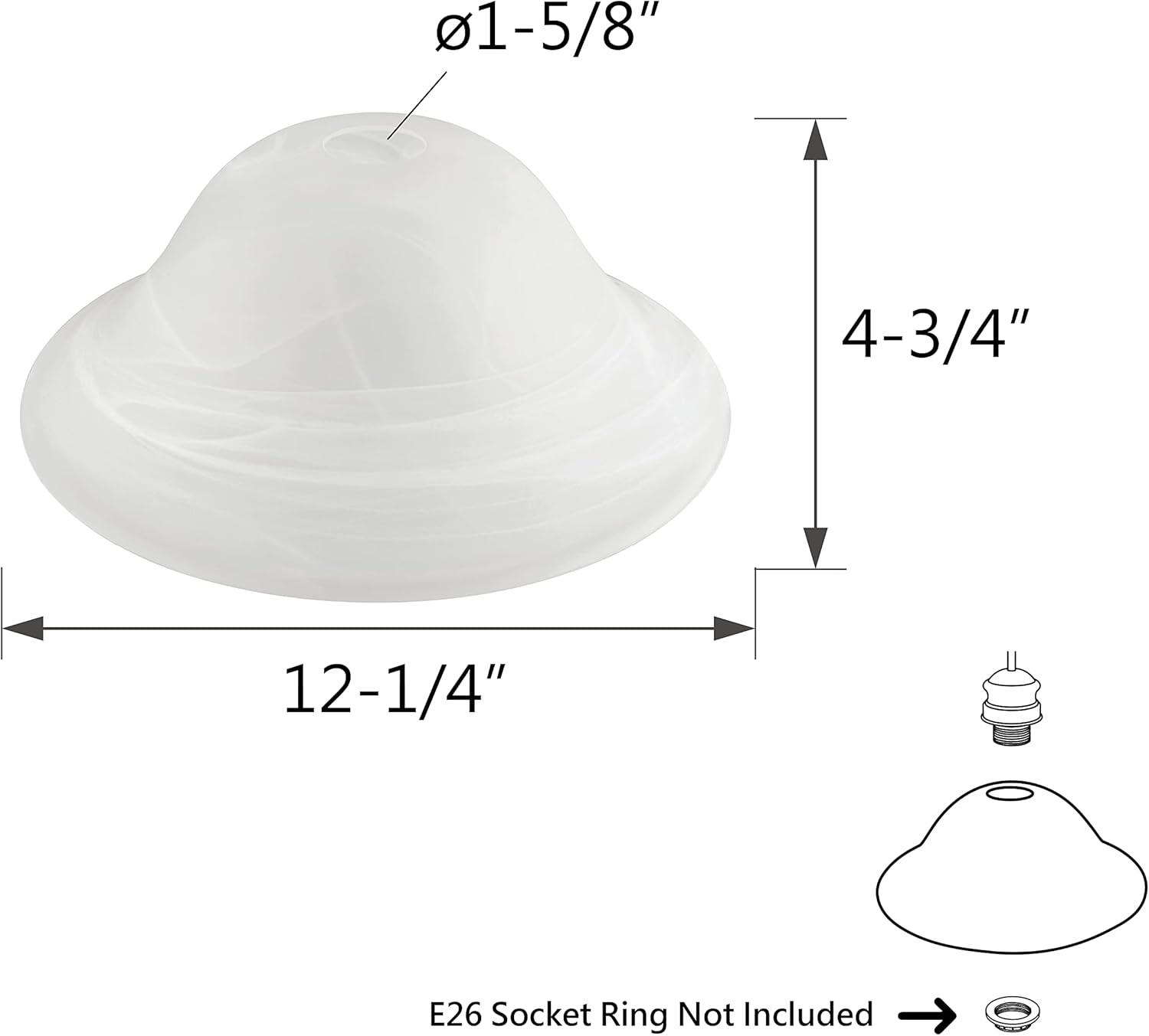 Aspen Creative 23517-11, Alabaster Glass Shade for Medium Base Socket Torchiere Lamp, Swag Lamp and Pendant& Island Fixture.12-1/4" Diameter x 4-3/4" Height.