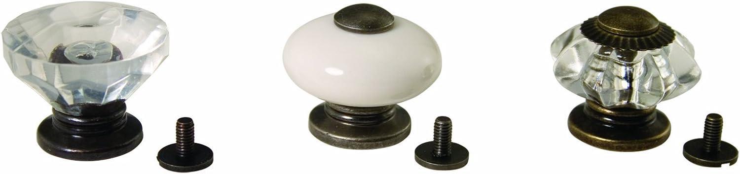 Vintage Style White and Clear Metal Curio Knobs Set