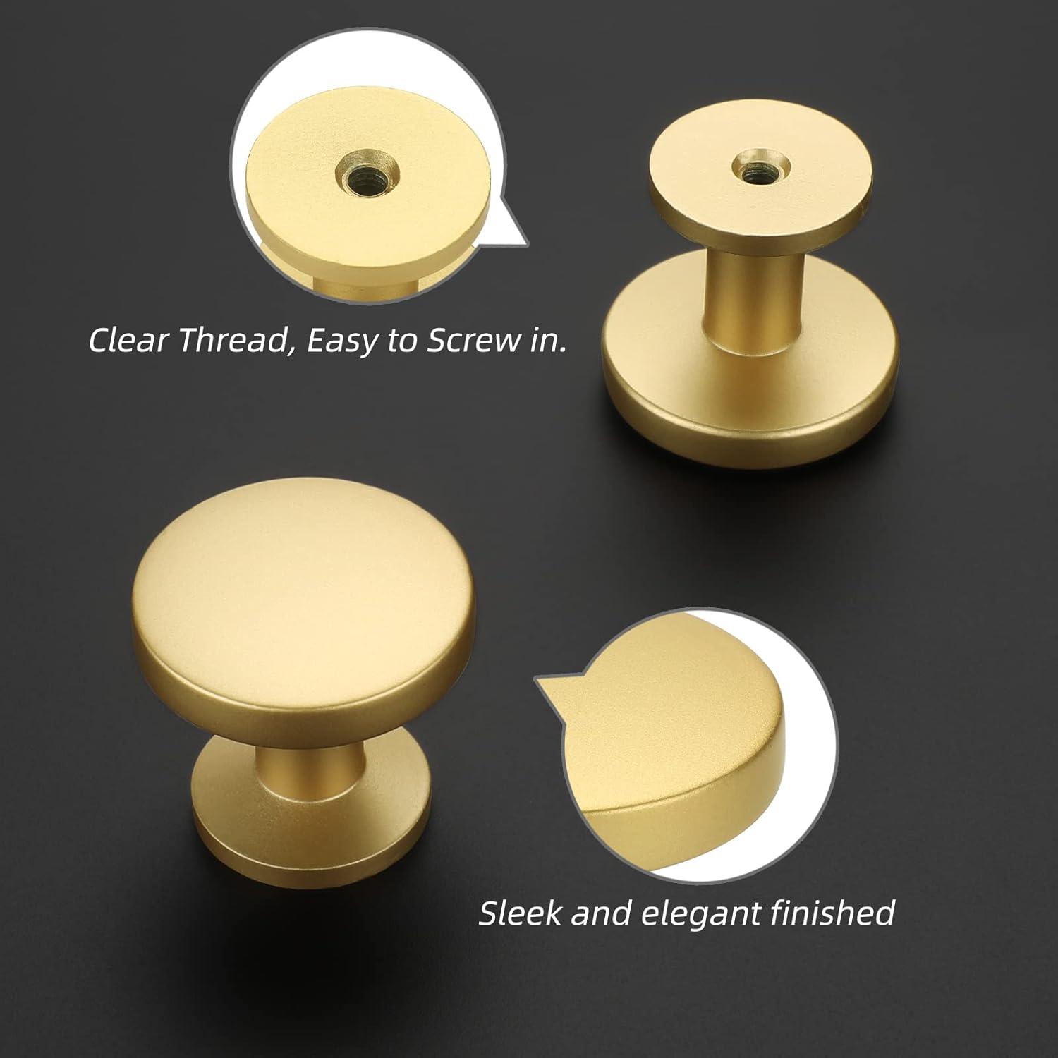 Brushed Brass Round Knurled Cabinet Knob Set