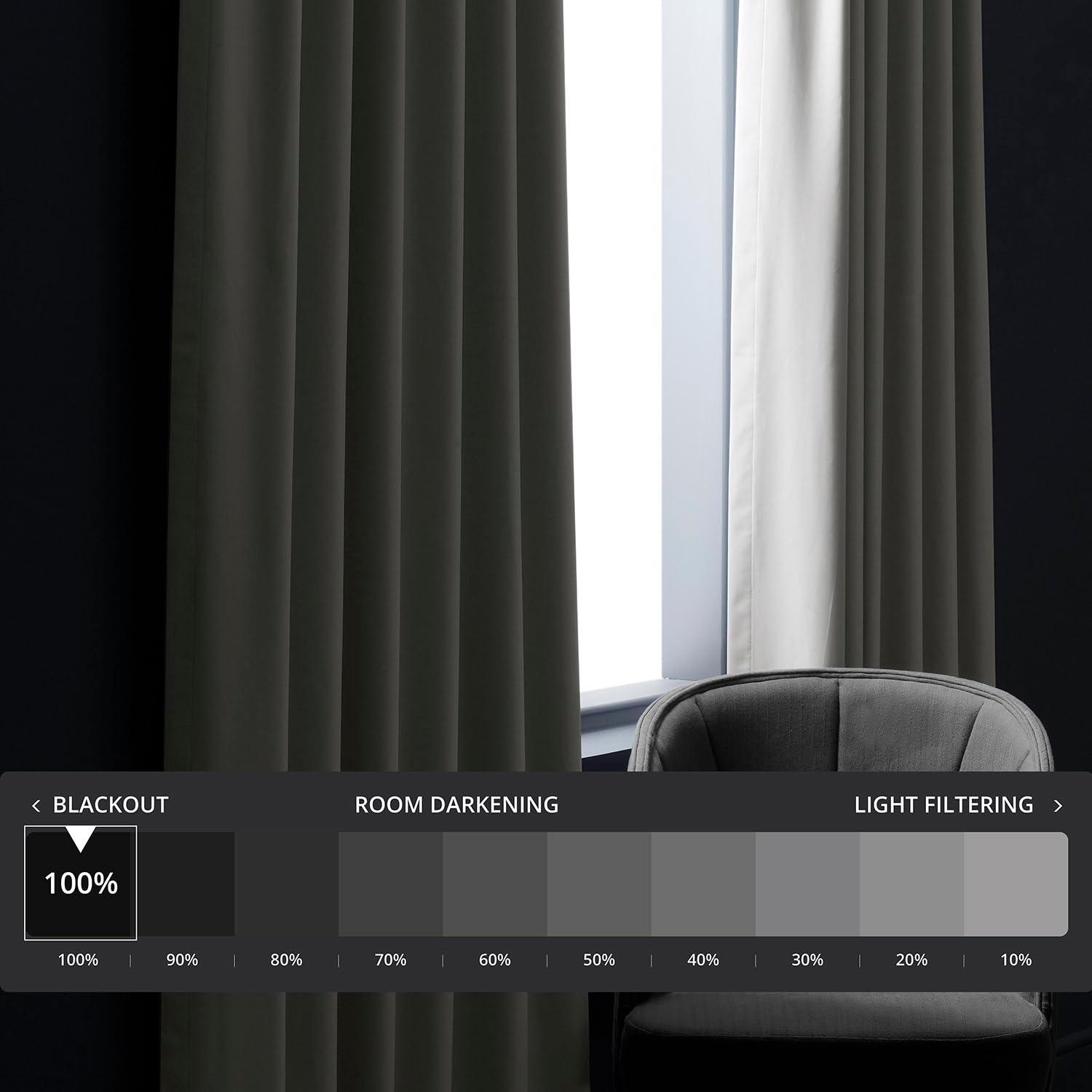 Exclusive Fabrics  Essential Polyester Solid Blackout Curtains - Thermal Insulated Window Curtains Rod Pocket (Single Panel) 50 X 84 - Greige