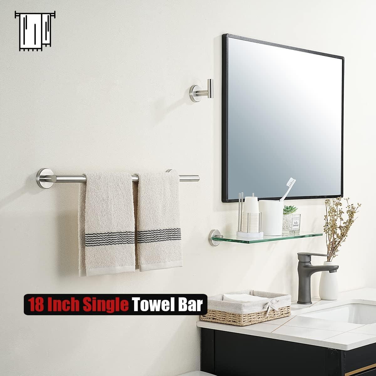 Brushed Stainless Steel 18-Inch Wall Mounted Towel Bar