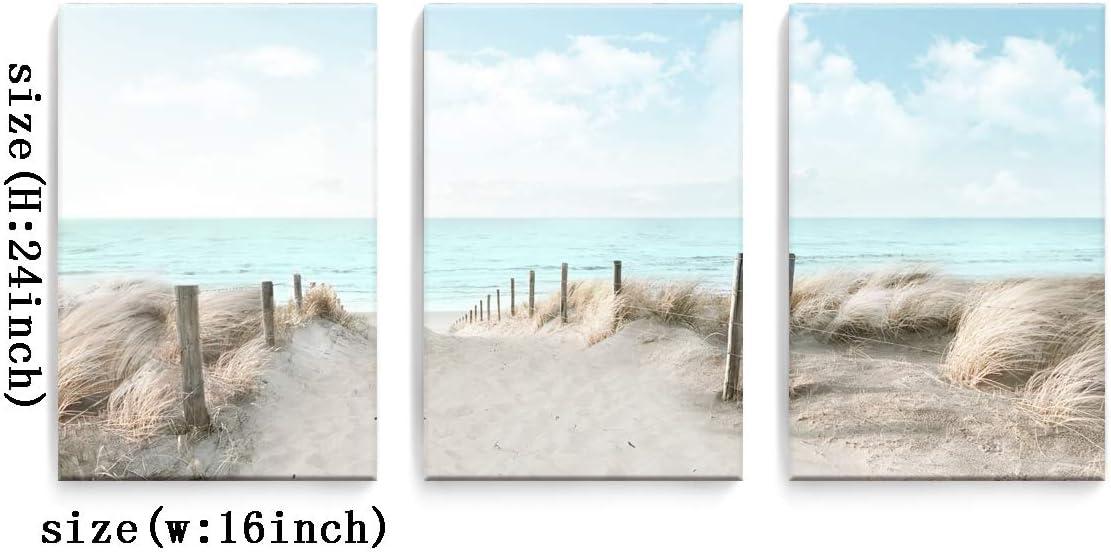 Three-Piece Coastal Beach Canvas Print Set with Frame