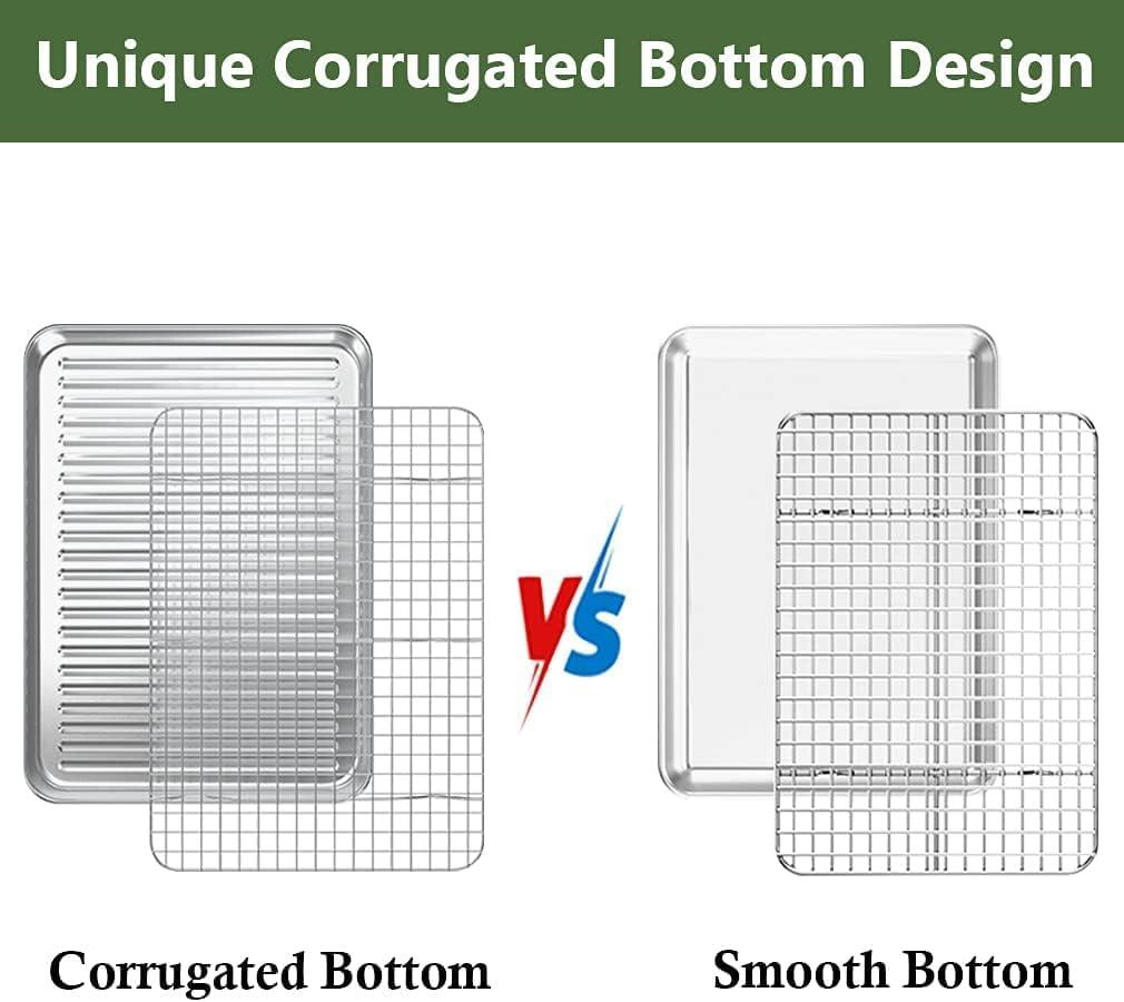 APPENIN WINTER PARK CORP Baking Sheet With Rack Set (2 Pans + 2 Racks), Stainless Steel Cookie Sheet With Cooling Rack, Nonstick Baking Pan, Warp Resistant & Heavy Duty & Rust Free, Size 16 X 12 X 1 Inches