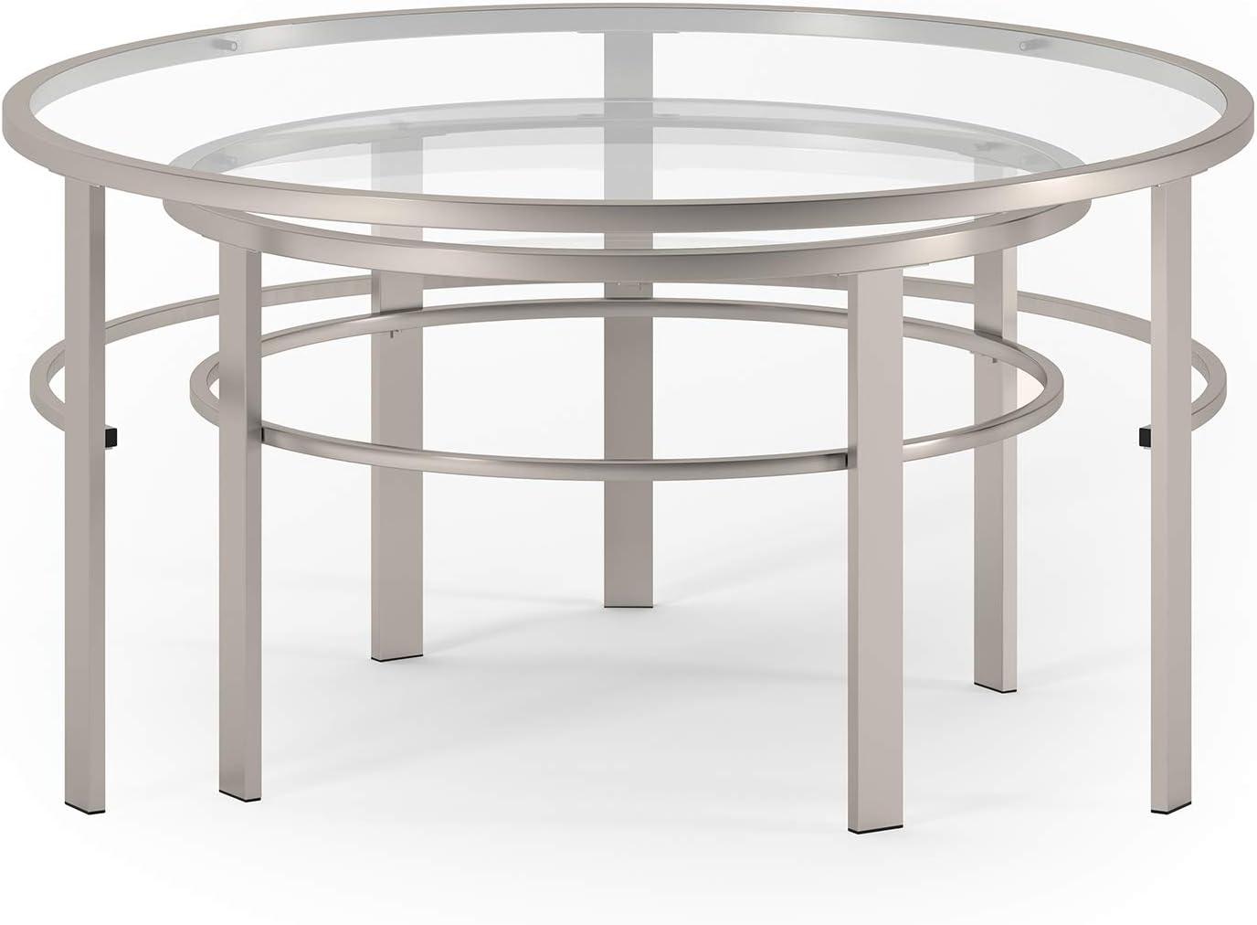 Evelyn&Zoe Gaia Round Nested Coffee Table, Satin Nickel