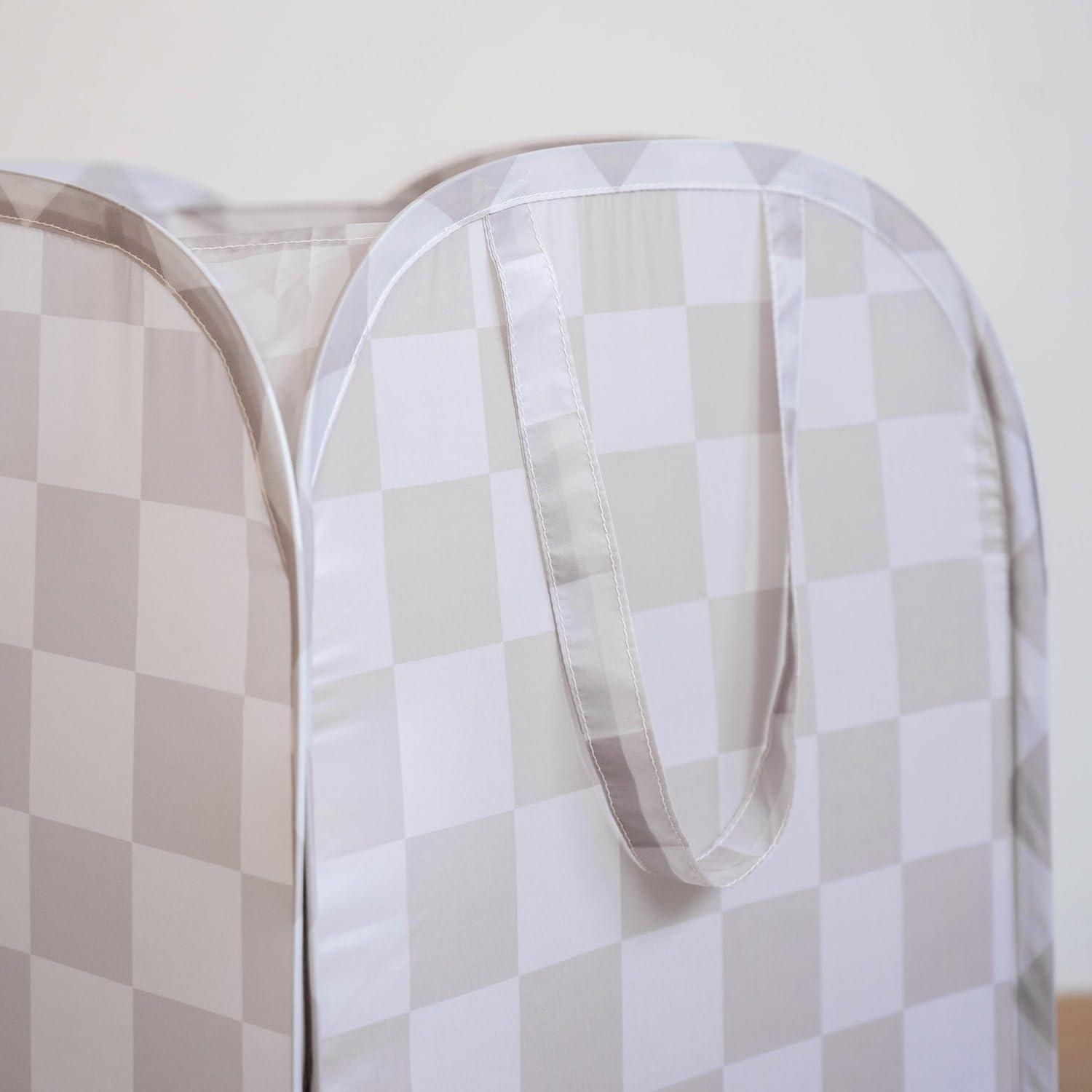 3 Sprouts Baby & Kids Recycled Fabric Pop-up Laundry Hamper - Gingham Beige