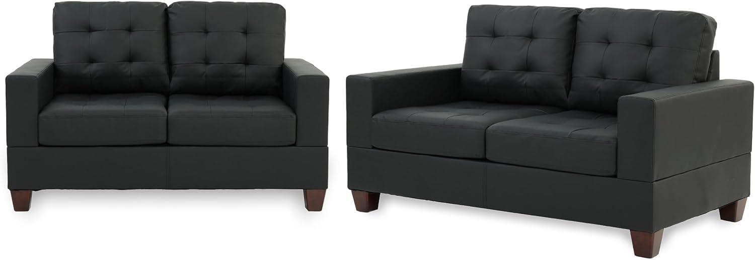 Aria Black Faux Leather 2-Piece Sofa and Loveseat Set