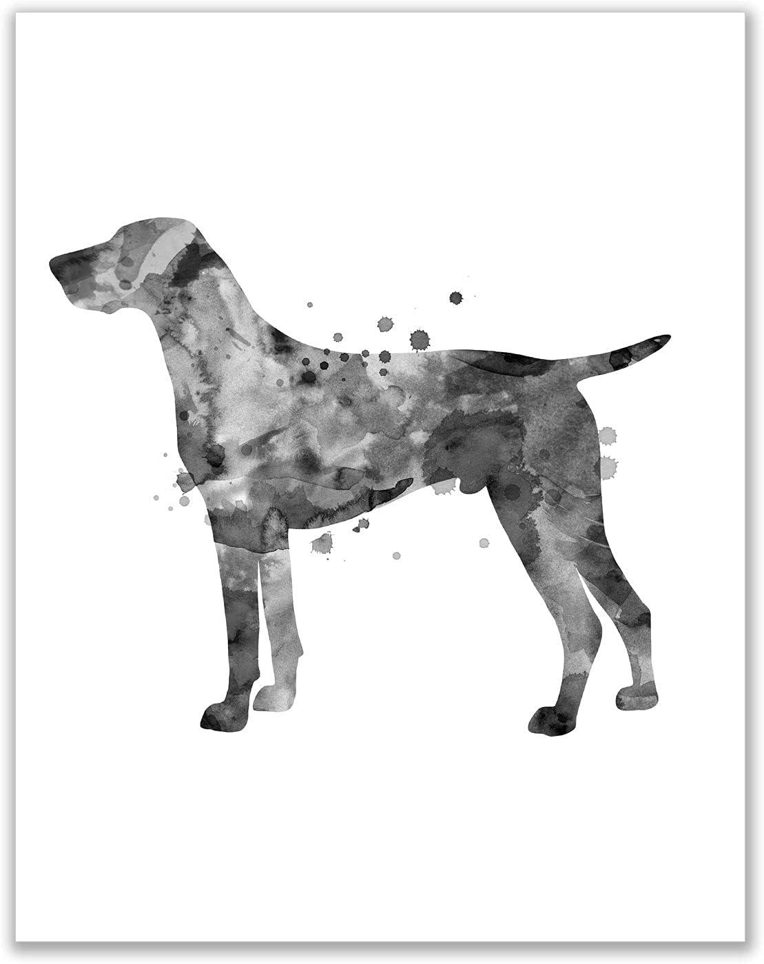 German Shorthaired Pointer Black and White Watercolor Dog Prints Set