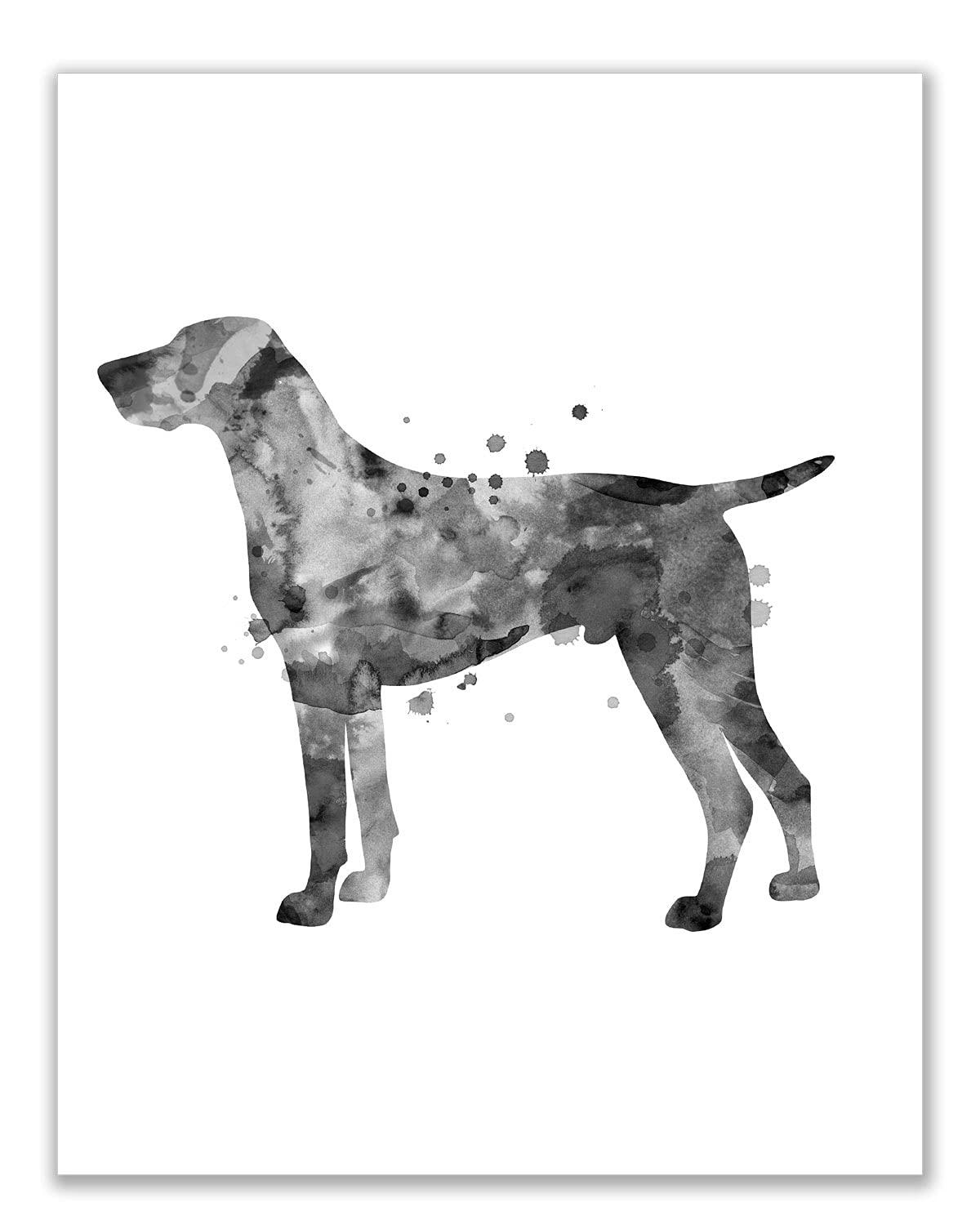 German Shorthaired Pointer Black and White Watercolor Dog Prints Set