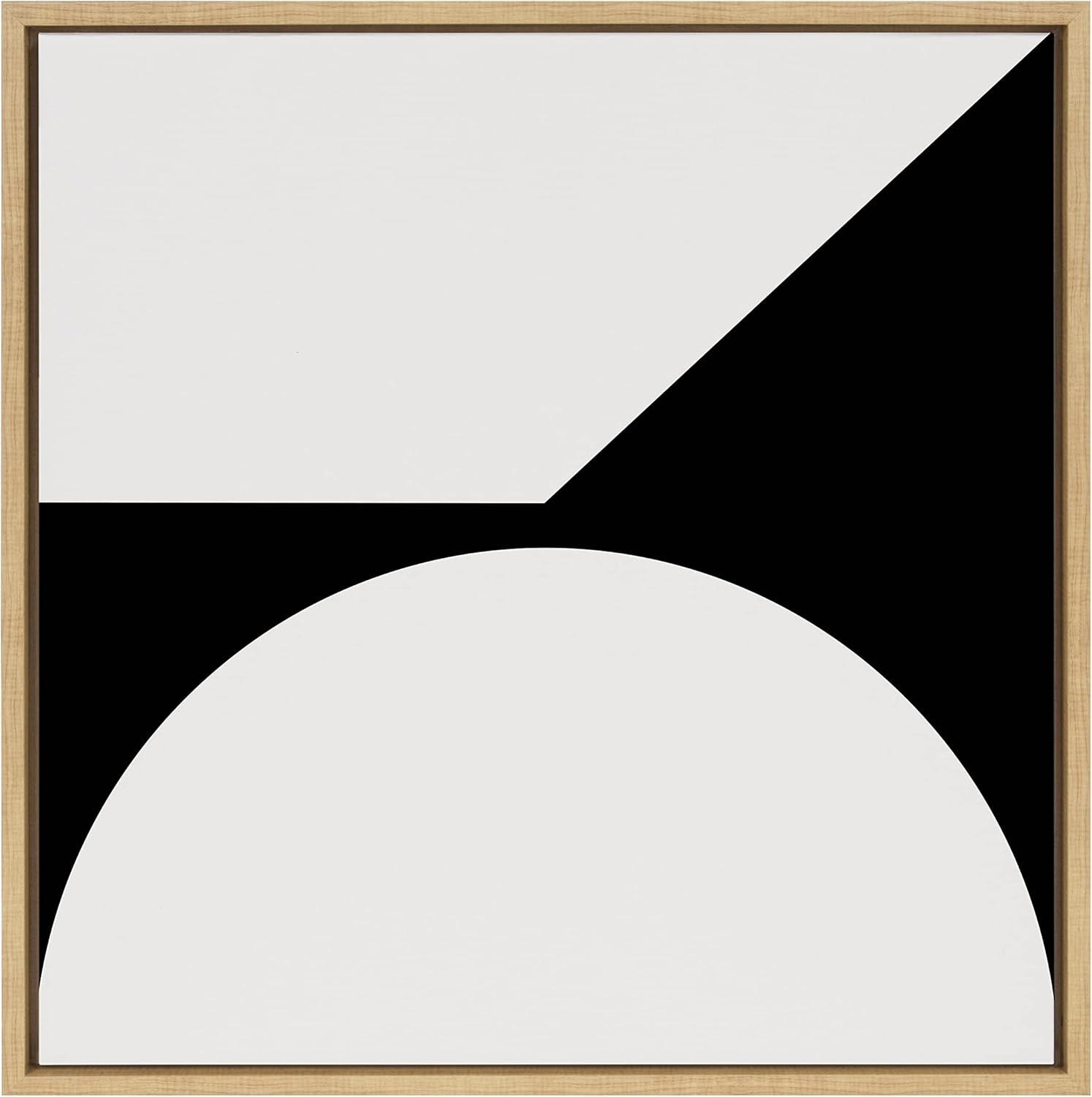 Kate and Laurel Sylvie Minimal Max Mod I Framed Canvas Wall Art by The Creative Bunch Studio, 22x22 Natural, Black and White Abstract Art Wall Décor