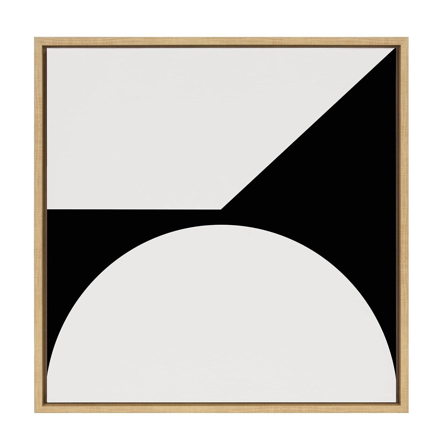 Kate and Laurel Sylvie Minimal Max Mod I Framed Canvas Wall Art by The Creative Bunch Studio, 22x22 Natural, Black and White Abstract Art Wall Décor