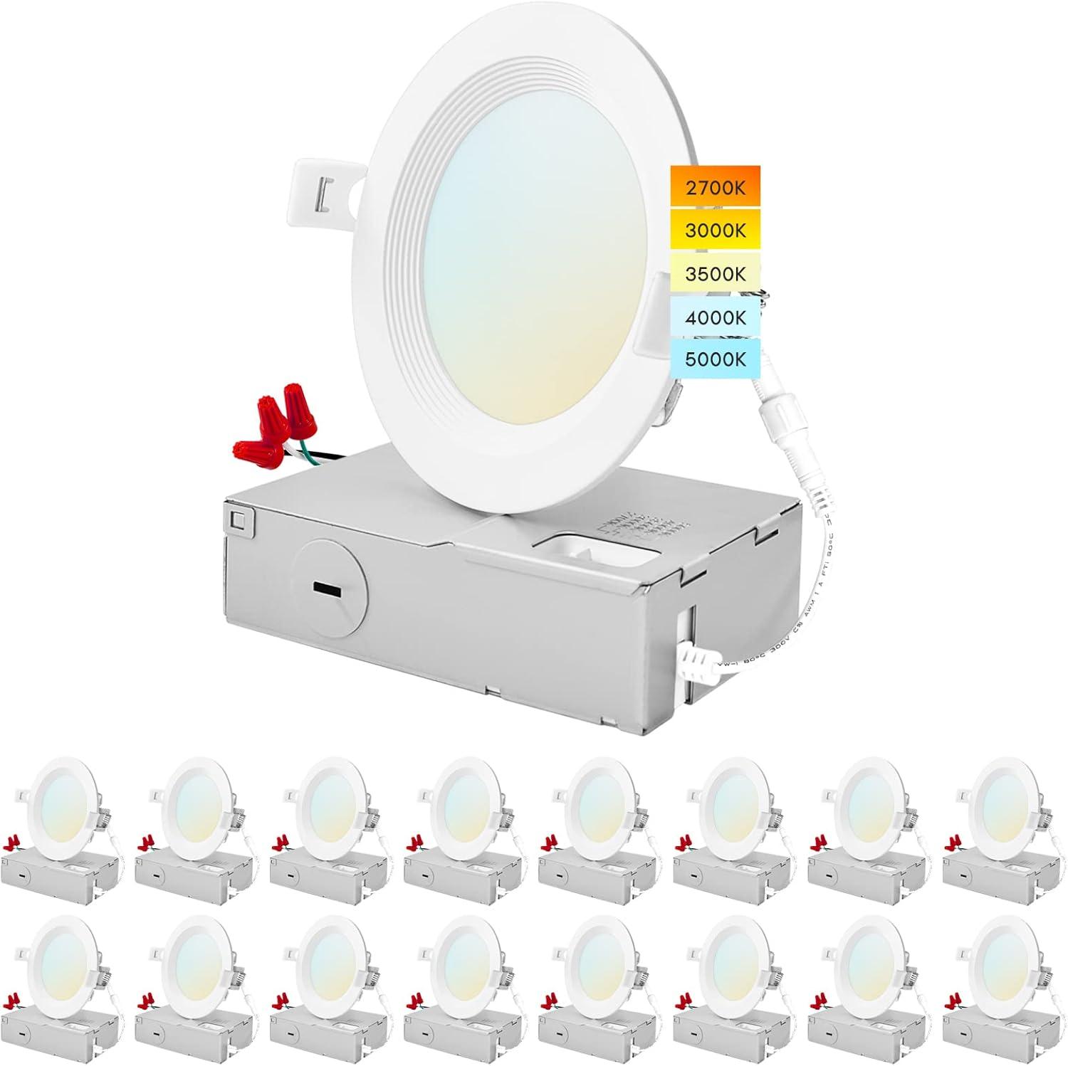 4'' Selectable Color Temperature Dimmable Air-Tight IC Rated LED Canless Recessed Lighting Kit