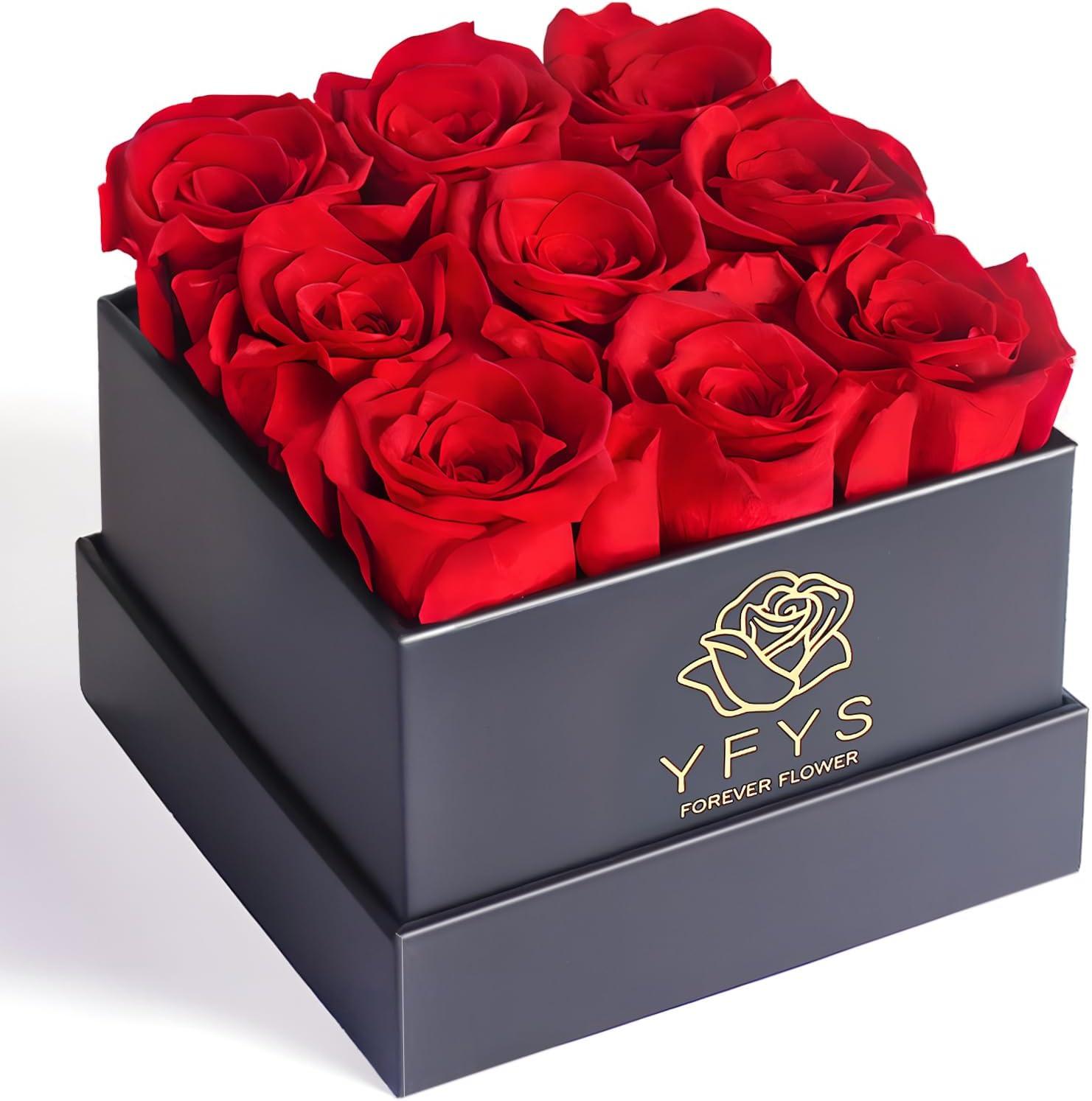 Forever Rose Flowers for Delivery Prime - 9pcs Preserved Fresh Roses, Genuine Roses That Last for Years, for Birthday Gifts for Women, Valentines Day, and Mother's Day