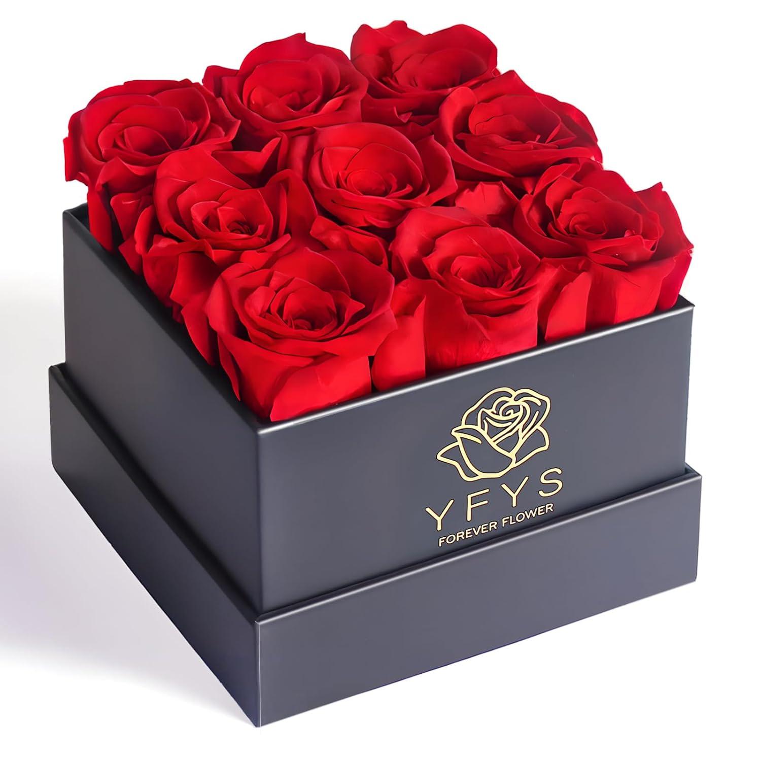 Forever Rose Flowers for Delivery Prime - 9pcs Preserved Fresh Roses, Genuine Roses That Last for Years, for Birthday Gifts for Women, Valentines Day, and Mother's Day