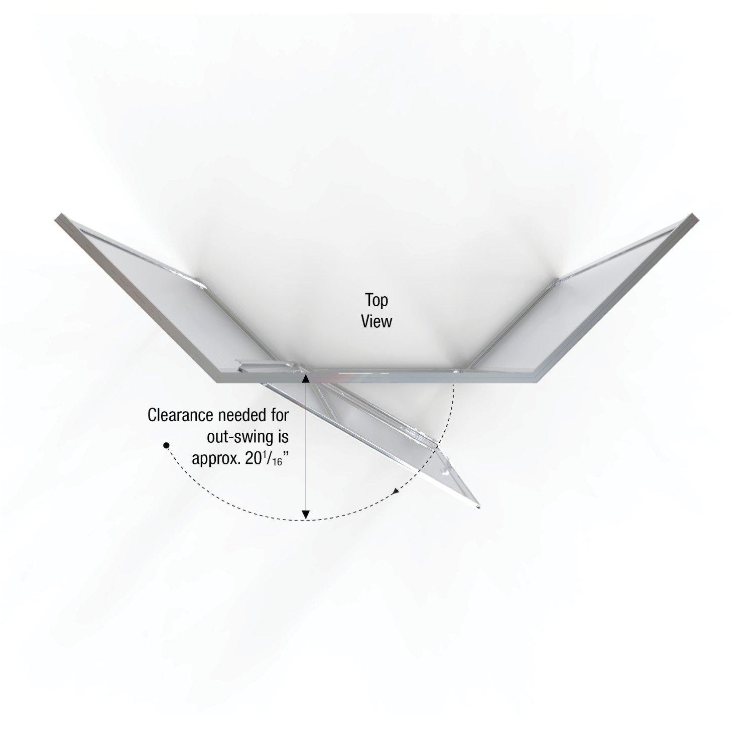 Deluxe 57.625'' W 65.12'' H Framed Neo-angle Reversible Shower Enclosure