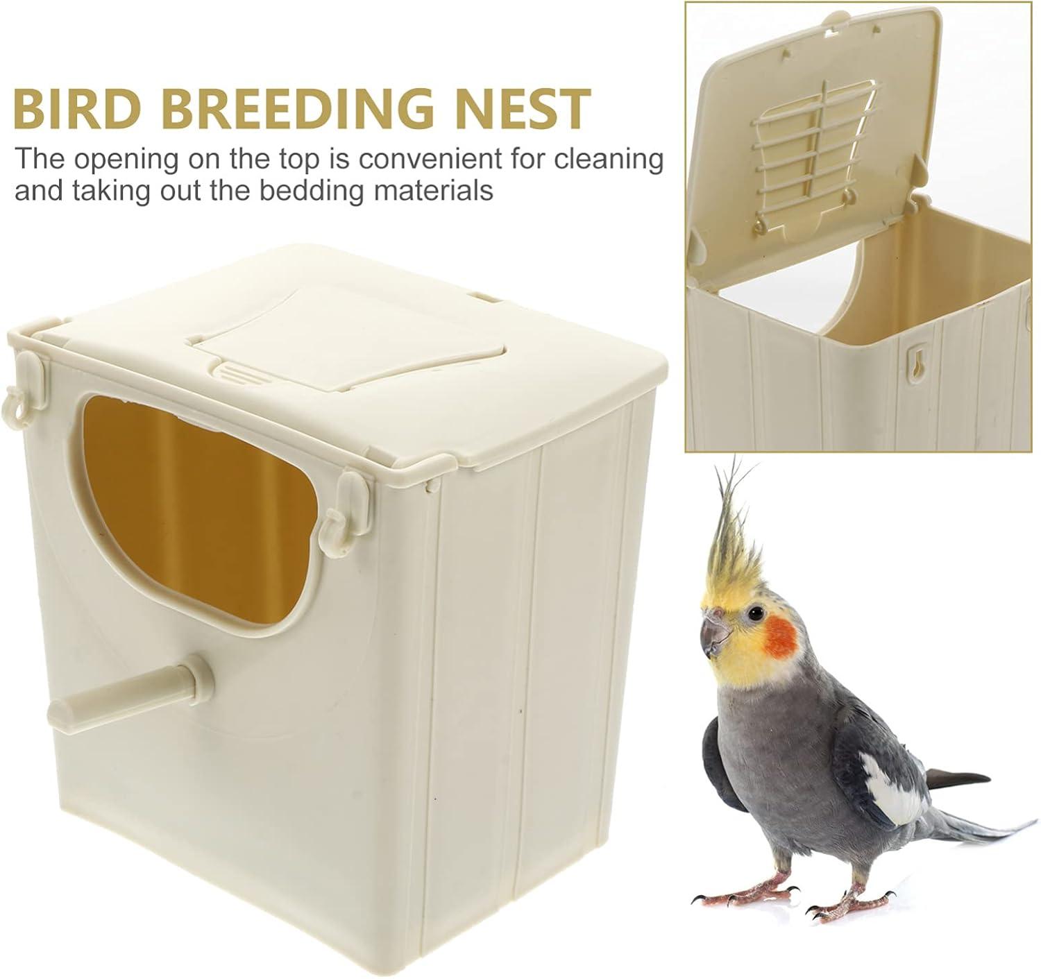 Off-White Plastic Parakeet Nesting Box with Perch