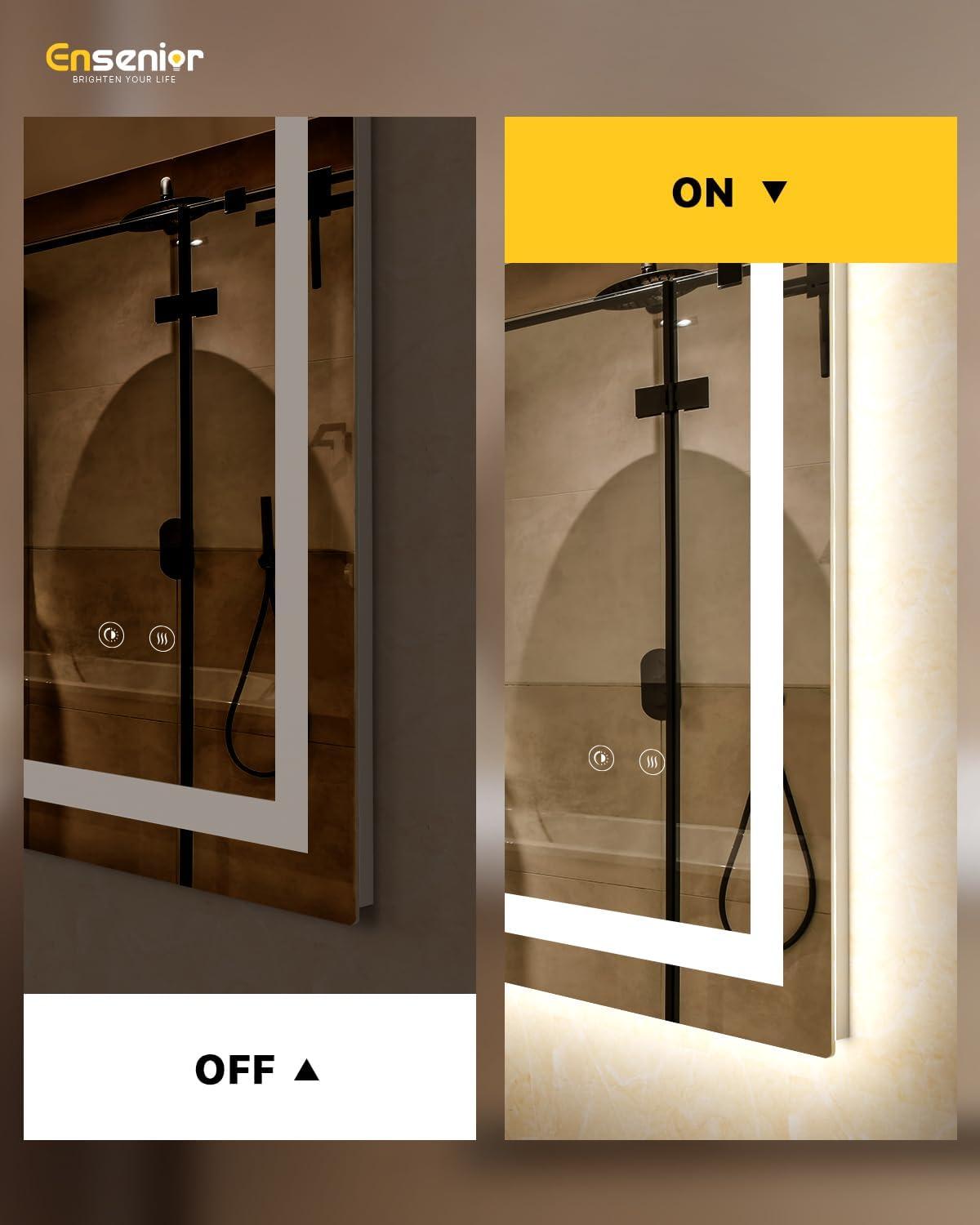Amorho LED Mirror for Bathroom, 24"X32" with Front and Backlight, Stepless Dimmable Wall Mirrors with Anti-Fog, Shatter-Proof, Memory, 3 Colors, Double LED Vanity Mirror(Horizontal/Vertical)