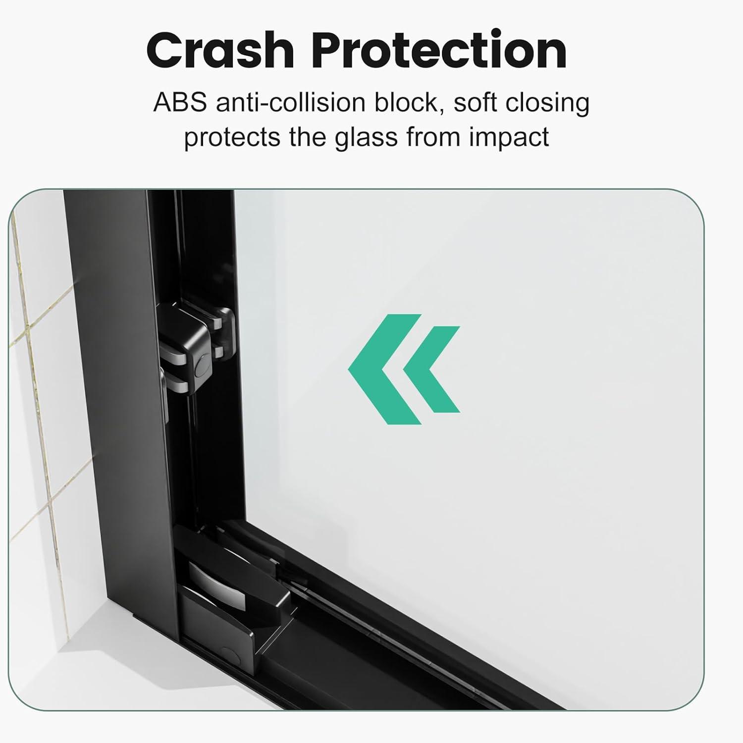 44-48"Wx72" H Semi-Frameless Double Sliding Shower Door,1/4"Thick SGCC Glass, Adjustable Width