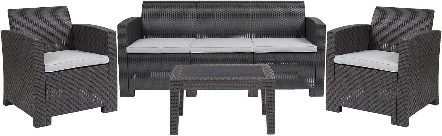 Seneca Dark Gray 6-Person Outdoor Faux Rattan Seating Ensemble