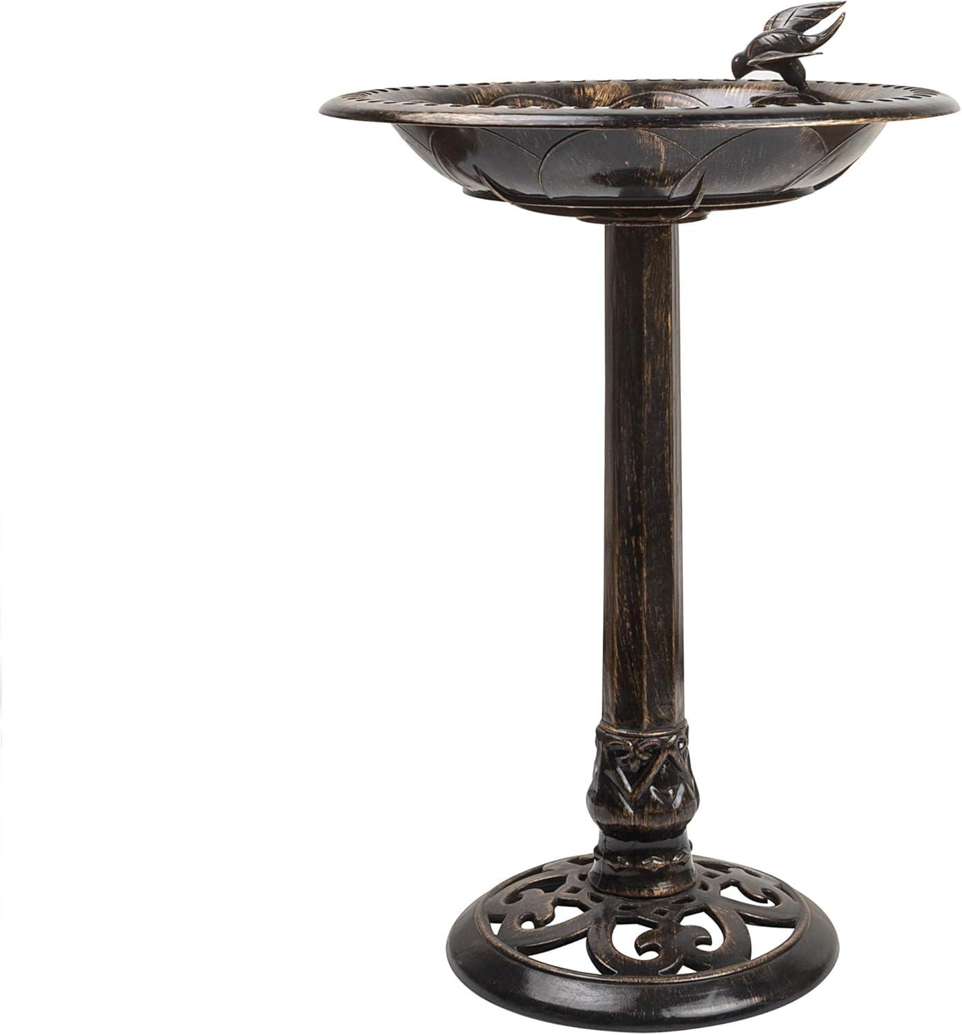 Alpine Corporation 26-Inch Bronze Bird Bath with Bird Figurine