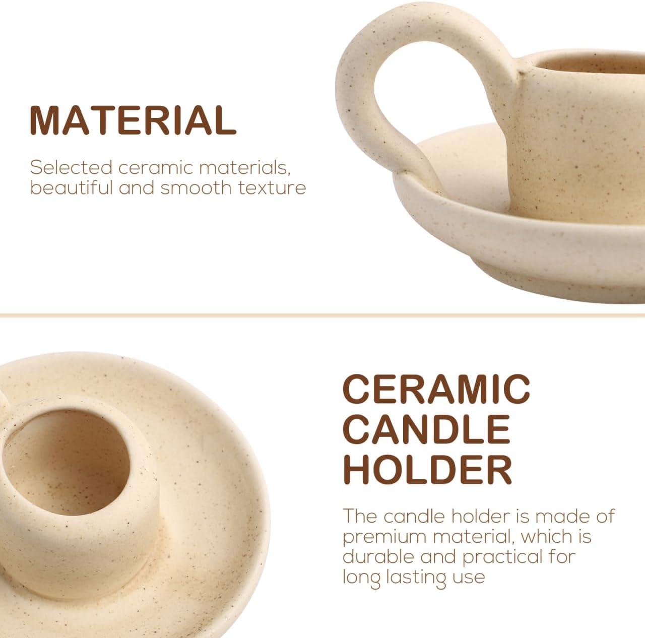 2Pcs Ceramic Candlestick Nordic Style Candleholder Desktop Candle Stand